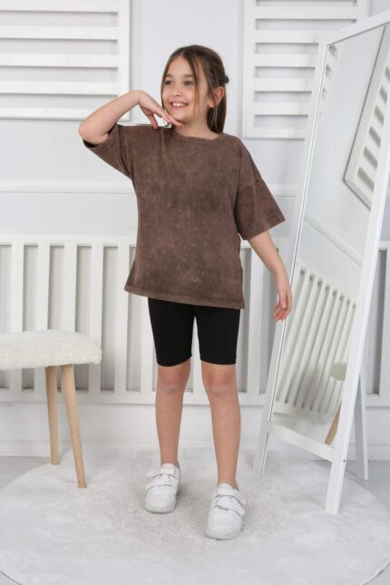 ORTA KOMPAK TSHIRT YIKAMALI 116-140 - KAHVE