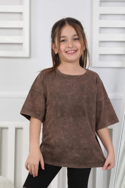 ORTA KOMPAK TSHIRT YIKAMALI 116-140 - KAHVE