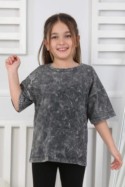 ORTA KOMPAK TSHIRT YIKAMALI 116-140 - SİYAH