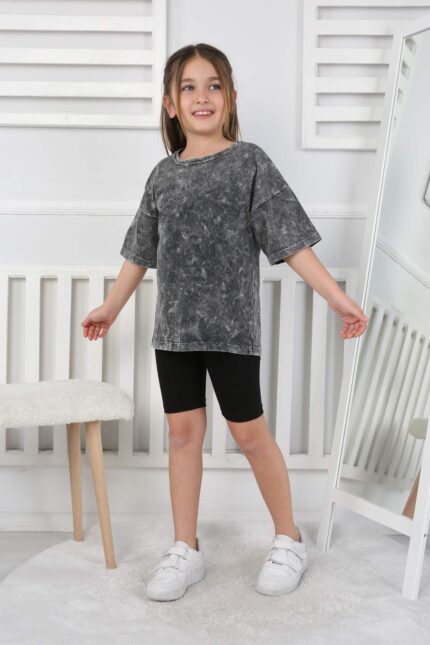 ORTA KOMPAK TSHIRT YIKAMALI 116-140 - SİYAH