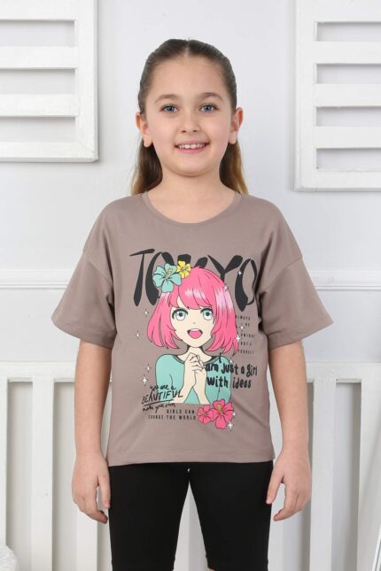 ORTA OVERSIZE ANIME TSHIRT - KAHVE