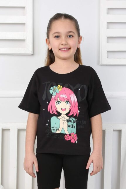 ORTA OVERSIZE ANIME TSHIRT - SİYAH