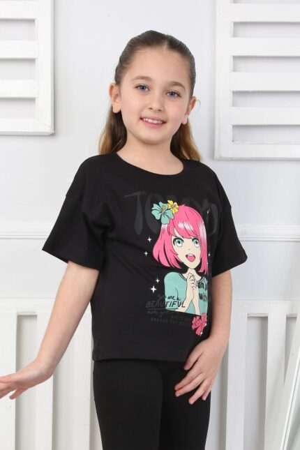 ORTA OVERSIZE ANIME TSHIRT - SİYAH