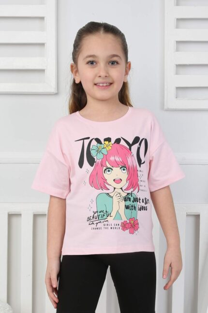 ORTA OVERSIZE ANIME TSHIRT - TOZ PEMBE