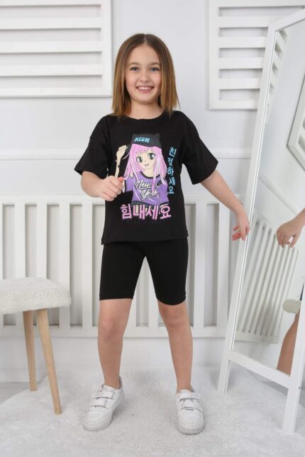 ORTA OVERSIZE TSHIRT ANIME BASKI - SİYAH