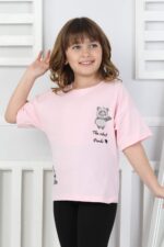 ORTA PANDA TASLI YAZILI T-SHIRT - PEMBE ORTA PANDA TASLI YAZILI T-SHIRT - PEMBE