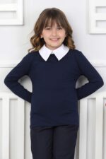 ORTA DÜZ POPLİN YAKA UZUN KOLLU OKUL - LACİVERT ORTA DÜZ POPLİN YAKA UZUN KOLLU OKUL - LACİVERT