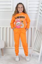 ORTA KAPŞONLU LABUBU BASKI TAKIM - ORANJ