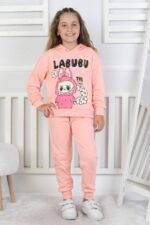 ORTA KAPŞONLU LABUBU BASKI TAKIM - PUDRA