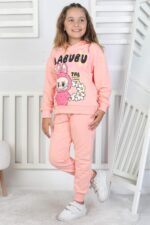 ORTA KAPŞONLU LABUBU BASKI TAKIM - PUDRA