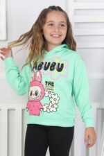 ORTA SWEAT KAPŞONLU LABUBU BASKI - ELMA YEŞİLİ ORTA SWEAT KAPŞONLU LABUBU BASKI - ELMA YEŞİLİ