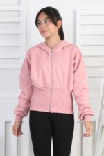 3 İP  FERMUARLI SWEAT - GÜL KURUSU