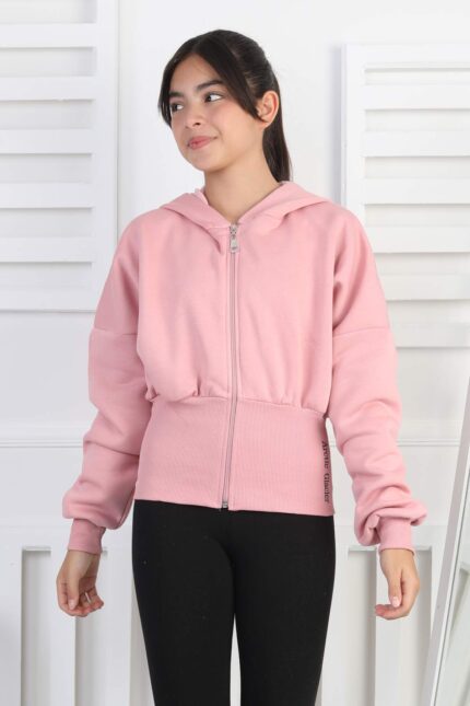 3 İP  FERMUARLI SWEAT - GÜL KURUSU