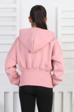 3 İP  FERMUARLI SWEAT - GÜL KURUSU