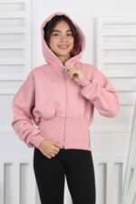 3 İP  FERMUARLI SWEAT - GÜL KURUSU