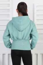 3 İP  FERMUARLI SWEAT - KOYU YEŞİL