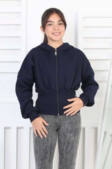 3 İP  FERMUARLI SWEAT - LACİVERT