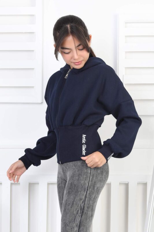 3 İP  FERMUARLI SWEAT - LACİVERT