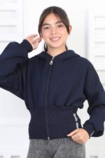 3 İP  FERMUARLI SWEAT - LACİVERT
