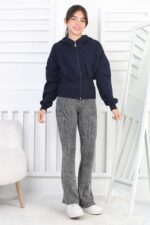 3 İP  FERMUARLI SWEAT - LACİVERT