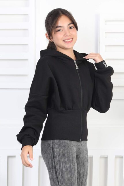 3 İP  FERMUARLI SWEAT - SİYAH