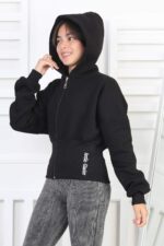 3 İP FERMUARLI SWEAT - SİYAH 3 İP FERMUARLI SWEAT - SİYAH