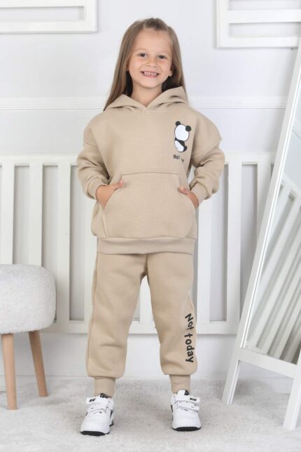 3 IP PANDA BASKI BEBE TAKIM - BEJ