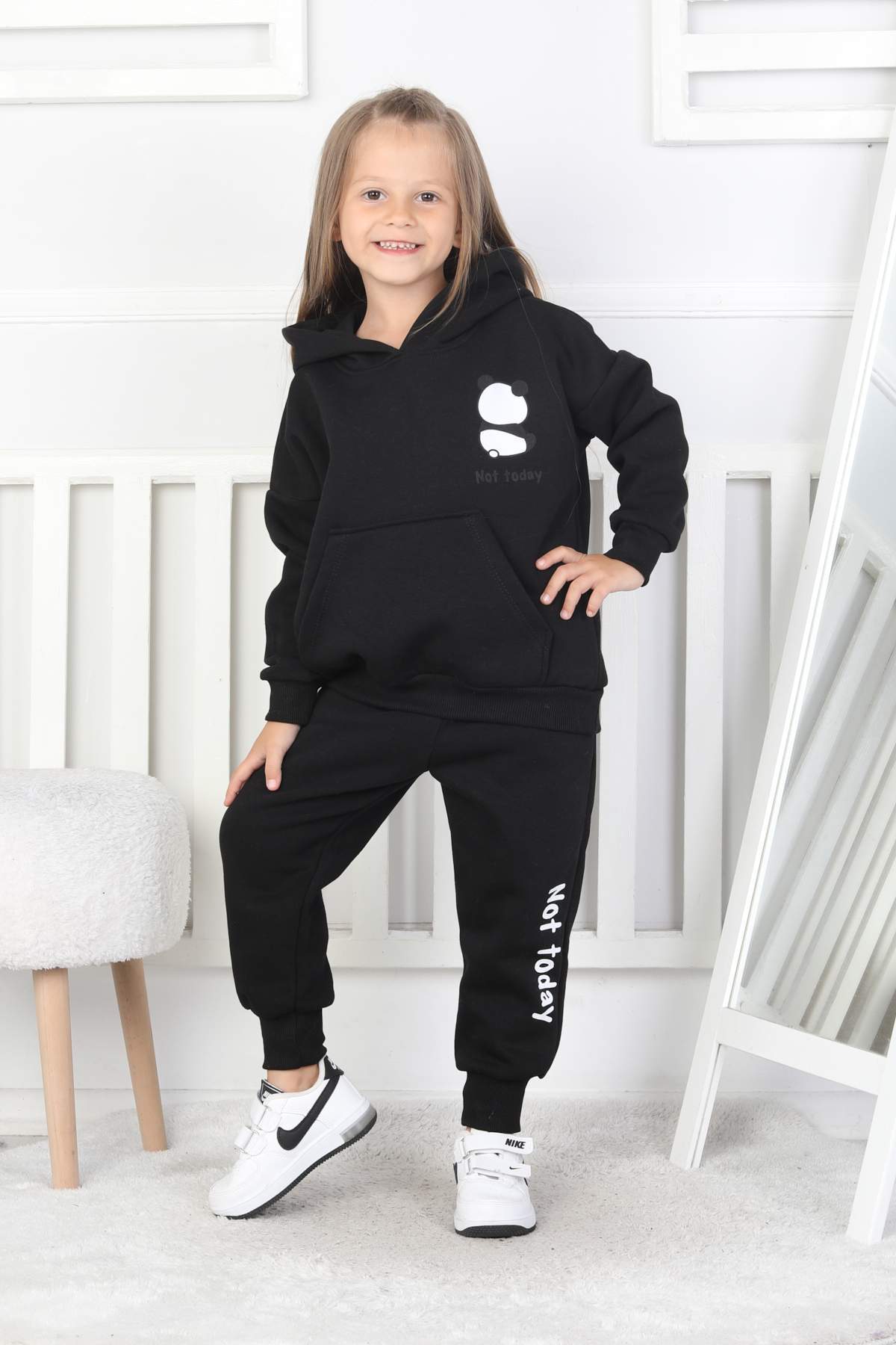 3 IP PANDA BASKI BEBE TAKIM – SİYAH