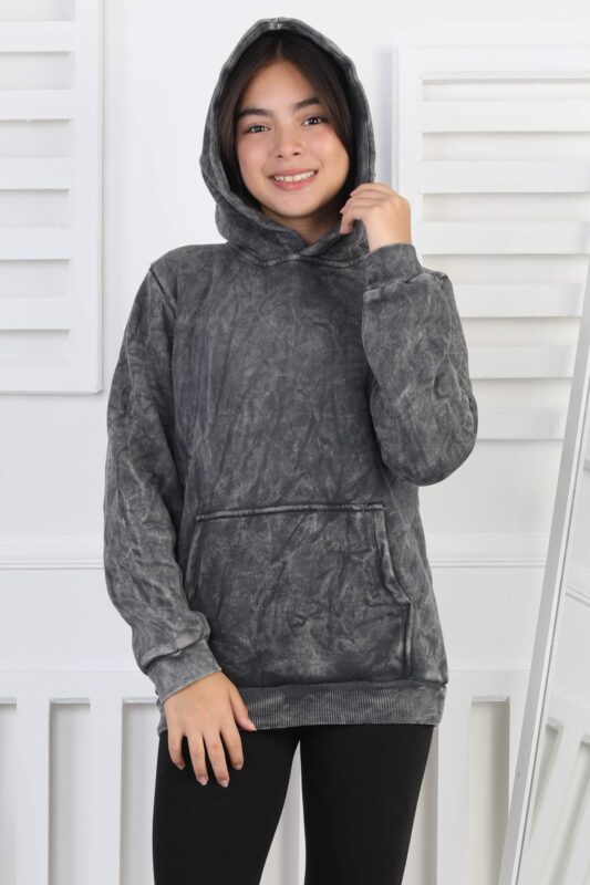 3 İP ŞARDONLU YIKAMALI SWEAT 241182 - SİYAH