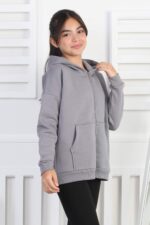 GARSON 3 İP FERMUARLI SWEAT - GRİ