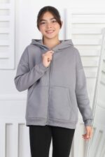 GARSON 3 İP FERMUARLI SWEAT - GRİ