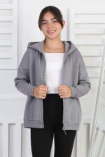 GARSON 3 İP FERMUARLI SWEAT - GRİ