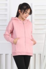 GARSON 3 İP FERMUARLI SWEAT - GÜL KURUSU