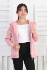 GARSON 3 İP FERMUARLI SWEAT - GÜL KURUSU