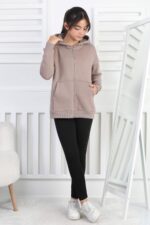 GARSON 3 İP FERMUARLI SWEAT - KAHVE