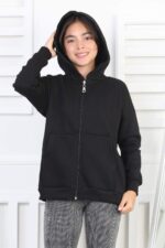 GARSON 3 İP FERMUARLI SWEAT - SİYAH