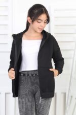 GARSON 3 İP FERMUARLI SWEAT - SİYAH