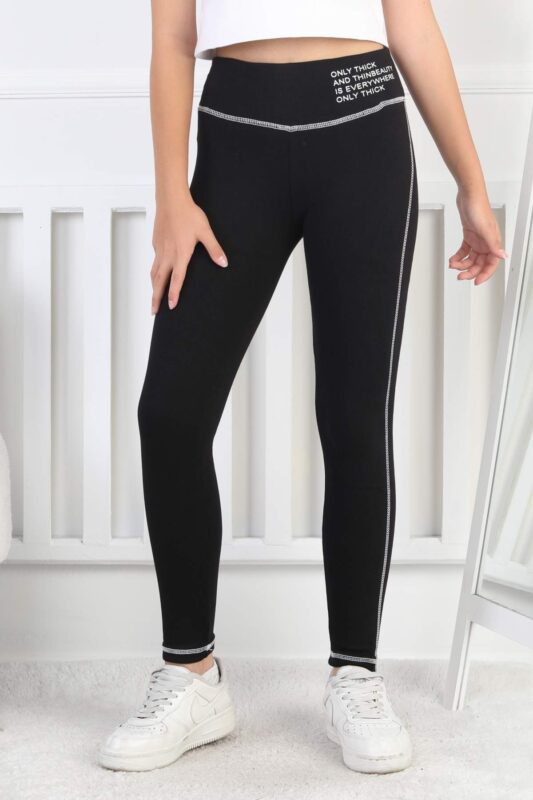 PARÇALI KALIN TAYT GARSON BASKILI - SİYAH