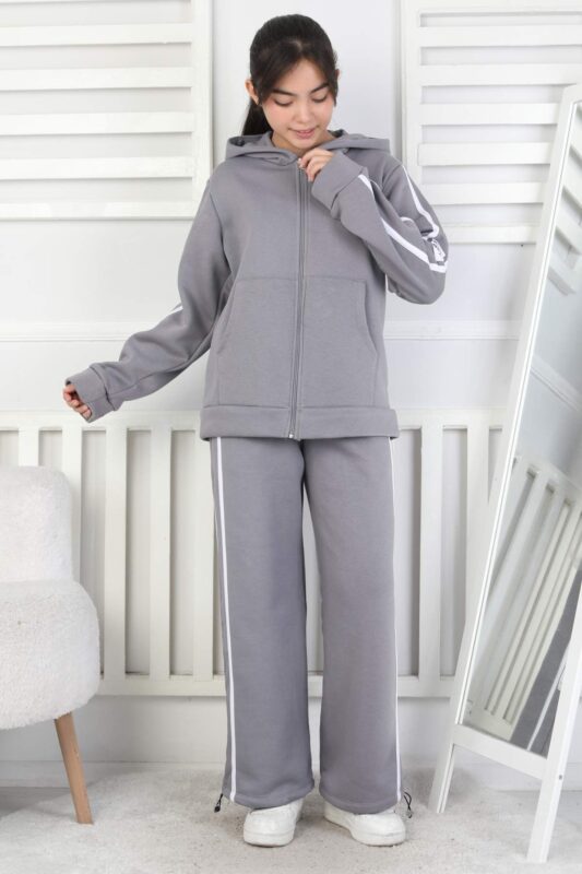 ÜÇ GARSON  İPLİK TAKIM - GRİ