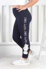 BEBE KALIN TAYT KEDI BASKILI - LACİVERT