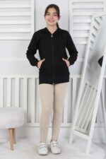 GARSON İKİ İPLİK FERMUARLI SWEAT - SİYAH