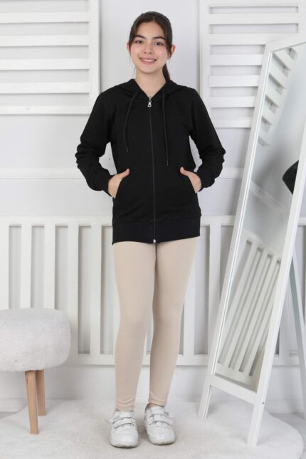 GARSON İKİ İPLİK FERMUARLI SWEAT - SİYAH