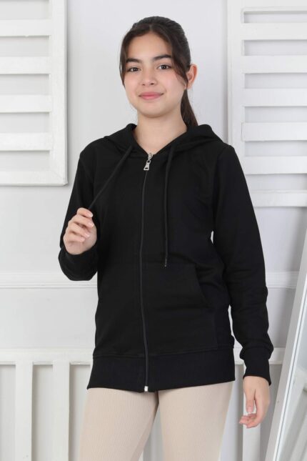 GARSON İKİ İPLİK FERMUARLI SWEAT - SİYAH