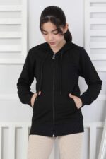 GARSON İKİ İPLİK FERMUARLI SWEAT - SİYAH