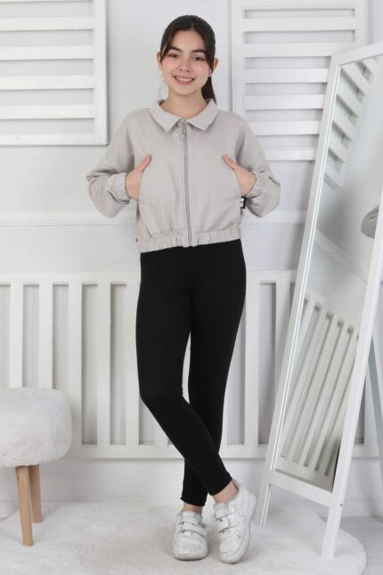 GARSON YAKASI FERMUARLI SWEAT - GRİ