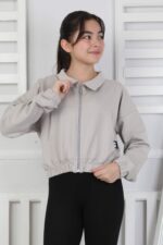 GARSON YAKASI FERMUARLI SWEAT - GRİ