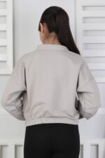 GARSON YAKASI FERMUARLI SWEAT - GRİ