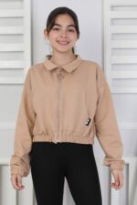 GARSON YAKASI FERMUARLI SWEAT - KAHVE