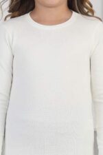 RİBANA BİSİKLET YAKA ORTA - KREM