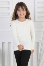 RİBANA BİSİKLET YAKA ORTA - KREM